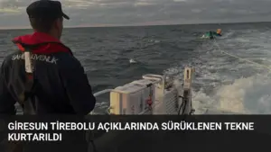 Giresun Tirebolu açıklarında sürüklenen tekne kurtarıldı
