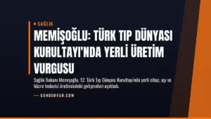 Memişoğlu: Türk Tıp Dünyası Kurultayı'nda yerli üretim vurgusu
