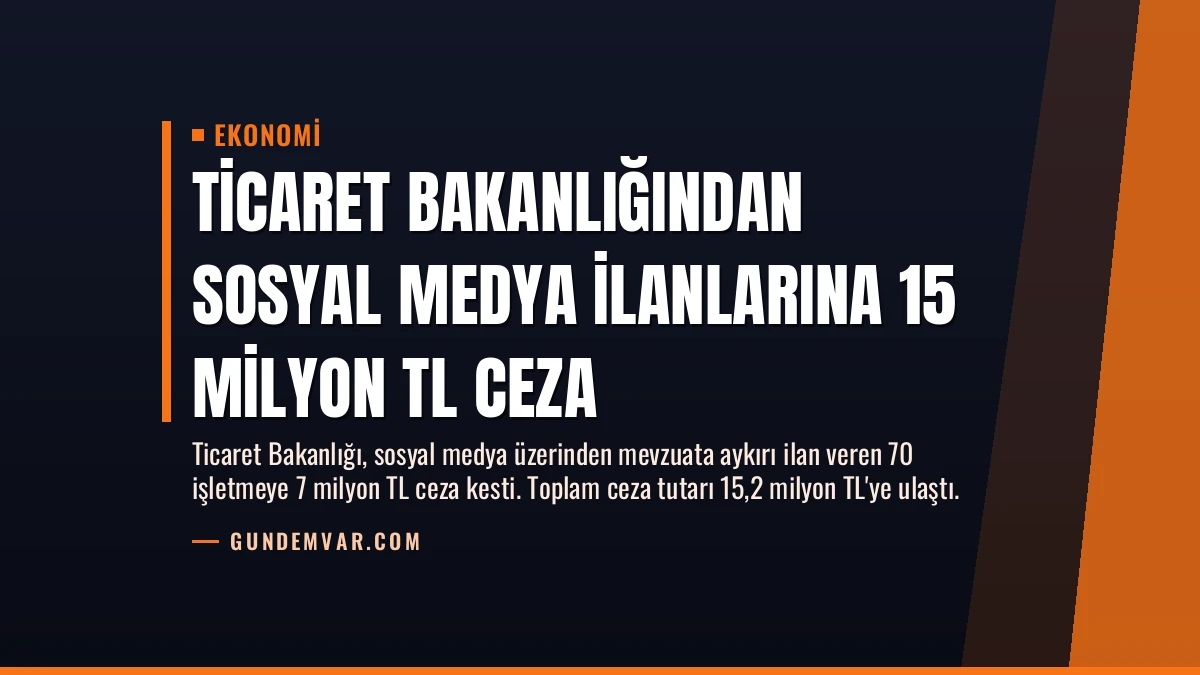 Ticaret Bakanlığından Sosyal Medya İlanlarına 15 Milyon TL Ceza