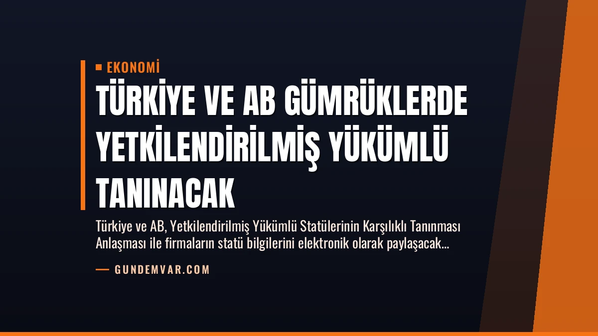 Türkiye ve AB Gümrüklerde Yetkilendirilmiş Yükümlü Tanınacak