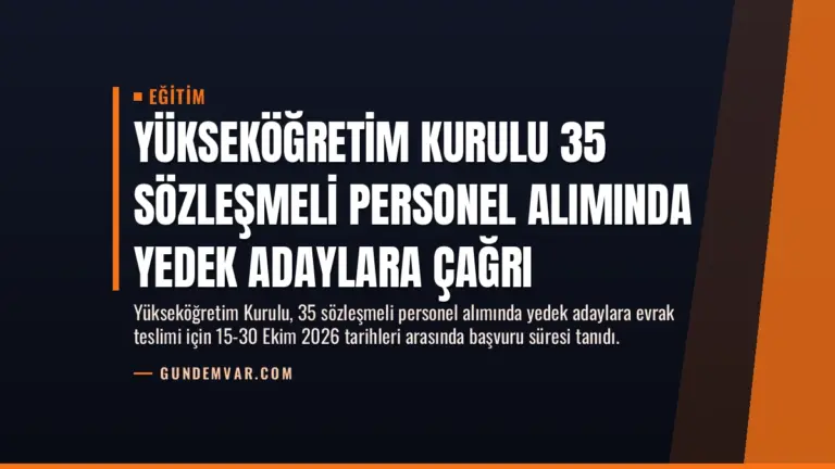 Yükseköğretim Kurulu 35 Sözleşmeli Personel Alımında Yedek Adaylara Çağrı