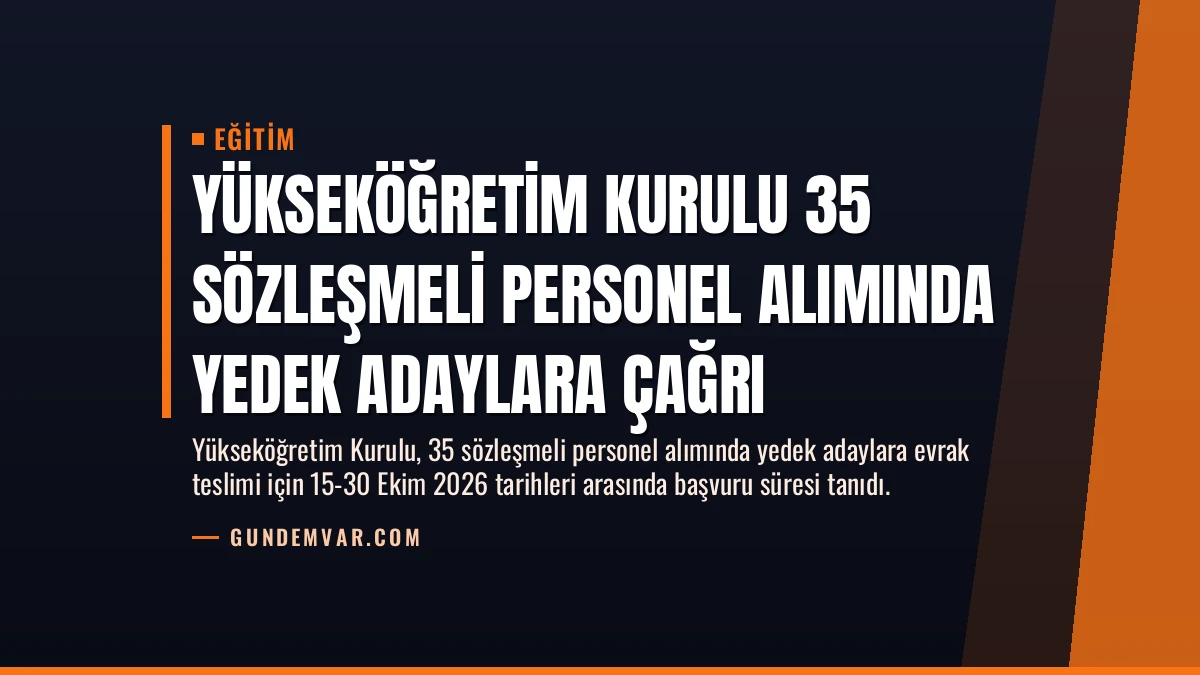 Yükseköğretim Kurulu 35 Sözleşmeli Personel Alımında Yedek Adaylara Çağrı
